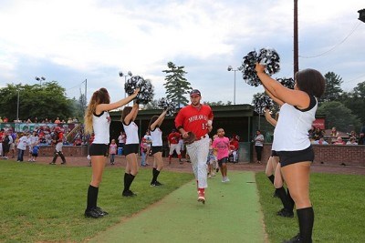 Shortstop John Sansone (Florida State) heads onto the field with his baseball buddies